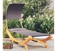 Bois Courbé Massif Lit Repos et Auvent 100x200x126 cm Anthracite Jardin vidaXL
