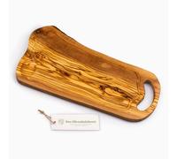 Bois D 'ol Ivier Planche à Découper, Plateau avec Anse et Rigole pour Jus, Forme Naturelle - 45cm