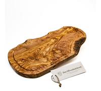 Bois D 'ol Ivier Planche à Découper pour Steak avec Gorge en Coupe Naturelle - 35cm
