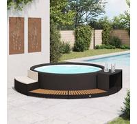 Bois d'Acacia Cadre de Spa Noir Résine Tressée Accessoire Marche Bord vidaXL