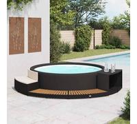 Bois d'Acacia Cadre de Spa Noir Résine Tressée Accessoire Marche Bord vidaXL