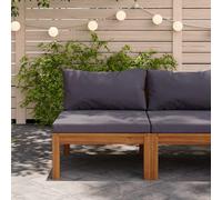 Bois d'Acacia Canapé Central Sectionnel et Coussins Gris Foncé Jardin vidaXL