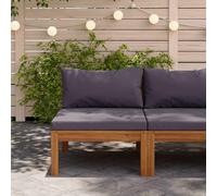 Bois d'Acacia Canapé Central Sectionnel et Coussins Gris Foncé Jardin vidaXL