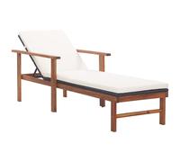 Bois d'Acacia Chaise Longue et Coussin Résine Tressée Gris Terrasse vidaXL