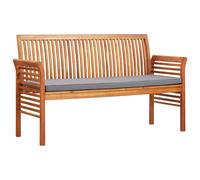 Bois d'Acacia Massif Banc de Jardin à 3 Places avec Coussin 150 cm vidaXL