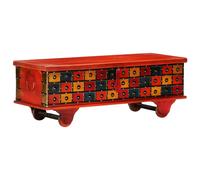 Bois d'Acacia Massif Boîte de Rangement Rouge Coffre Table Basse Maison vidaXL