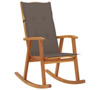 Bois d'Acacia Massif Chaise à Bascule avec Coussins Fauteuil de Jardin vidaXL