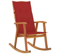 Chaise à bascule avec coussins Bois d acacia massif Rouge G