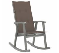 Bois d'Acacia Massif Chaise à Bascule avec Coussins Gris Fauteuil vidaXL