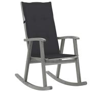 Bois d'Acacia Massif Chaise à Bascule avec Coussins Gris Fauteuil vidaXL