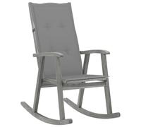Bois d'Acacia Massif Chaise à Bascule avec Coussins Gris Fauteuil vidaXL