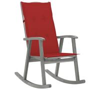 Bois d'Acacia Massif Chaise à Bascule avec Coussins Gris Fauteuil vidaXL