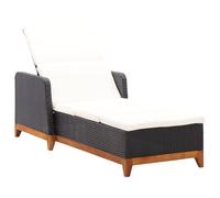 Bois d'Acacia Massif Chaise Longue Résine Tressée Noir Bain de Soleil vidaXL