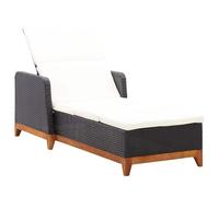 Bois d'Acacia Massif Chaise Longue Résine Tressée Noir Bain de Soleil vidaXL