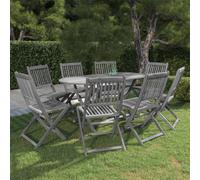 Vidaxl Mobilier À Dîner De Jardin 9 Pcs Bois D'acacia Massif Gris