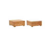 vidaXL Bois d'Acacia Massif Table et Repose-pied de Jardin et Coussin Meubles de Patio Mobilier de Terrasse Salon de Jardin 316083 Marron G