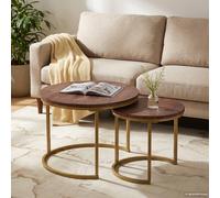 vidaXL Tables basses gigognes 3 pcs Bois de mangue massif et acier