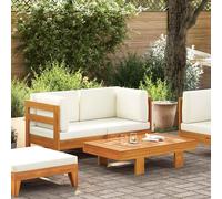 Bois d'acacia Salon de Jardin 2 pcs avec Coussins Blanc Crème Mobilier vidaXL