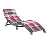 Bois d'Acacia Solide Chaise Longue avec Coussin Gris Extérieur Patio vidaXL