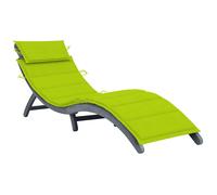 Bois d'Acacia Solide Chaise Longue avec Coussin Gris Patio Transat vidaXL