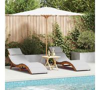 vidaXL Chaise longue Bois d'Acacia solide avec coussin Jardin Patio Terrasse