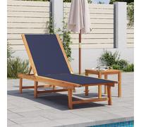 Bois d'Acacia Solide Chaise Longue avec Table Textilène Jardin Terrasse vidaXL