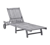 vidaXL Chaise longue Bois d'acacia solide - Bain de soleil de jardin - Gris