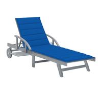 Bois d'Acacia Solide Chaise Longue de Jardin avec Coussin Transat vidaXL