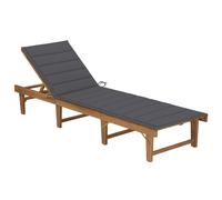 Bois d'Acacia Solide Chaise Longue Pliable avec Coussin Extérieur vidaXL