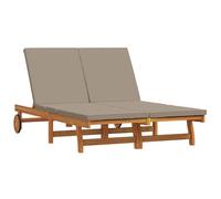 vidaXL Chaises longues en acacia massif – 2 pcs avec coussin et roues