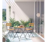 Bois d'Acacia Solide Mobilier de Bistro Pliable 3 pcs Salon de Jardin vidaXL