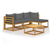 Salon de jardin 5 pcs avec coussins Bois d acacia solide