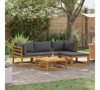 Bois d'Acacia Solide Mobilier de Jardin 5 pcs avec Coussins Extérieur vidaXL