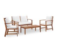 Bois d'Acacia Solide Salon de Jardin 4 pcs avec Coussins Mobilier vidaXL