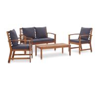 Bois d'Acacia Solide Salon de Jardin 4 pcs avec Coussins Mobilier vidaXL
