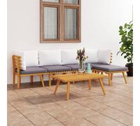 vidaXL Ensemble de salon de jardin 6 pièces avec coussins en bois massif d'acacia