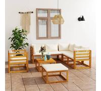 Bois d'Acacia Solide Salon de Jardin 6 pcs avec Coussin Terrasse Patio vidaXL