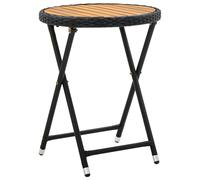 Bois d'Acacia Solide Table à Thé Gris 60 cm Résine Tressée Extérieur vidaXL
