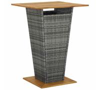 Bois d'Acacia Table de Bar Gris 80x80x110 cm Résine Tressée Comptoir vidaXL