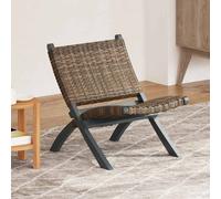 Bois d'Acajou Chaise de Relaxation Noir Rotin Naturel Kubu Salon Maison vidaXL