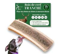 Bois de cerf a Macher TRANCHÉ. Friandise Naturelle pour Chiots et Chiens de Tout âges. Jouet Occupation de Mastication Naturel et écologique. Soins Dentaire idéal (S)