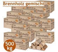 Bois de chauffage Mixte 500 kg Flameup Four Bois franc Bois tendre 25 cm flameup