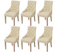 Bois de Chêne 6x Chaise de Salle à Manger Tissu Crème Chaise de Cuisine vidaXL