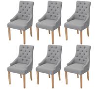 Bois de Chêne 6x Chaise de Salle à Manger Tissu Crème Chaise de Cuisine vidaXL