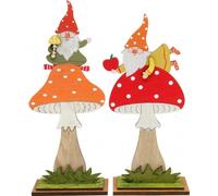 Bois de décoration en forme d'amanite tue-mouches Automne, Set de lutins, Orange rouge, Deko 21cm 4 pièces