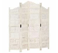vidaXL Cloison de séparation 4 panneaux en bois de manguier blanc 160x165 cm