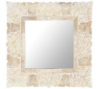 Bois de Manguier Massif Miroir Blanc 50x50 cm Maquillage Mural Couloir vidaXL
