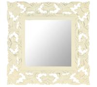 Bois de Manguier Massif Miroir Sculpté à la Main Blanc 50x50 cm Mural vidaXL