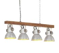 Bois de Manguier Plafonnier Industriel Argenté E27 Lampe Suspendue vidaXL