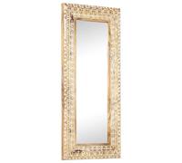 Bois de Manguier Solide Miroir Sculpté à la Main 80x50x2,6 cm Mural vidaXL